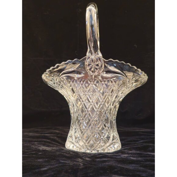 Vintage Princess House Crystal Diamond Cut Glass Basket with a Handle - Picture 4 of 14